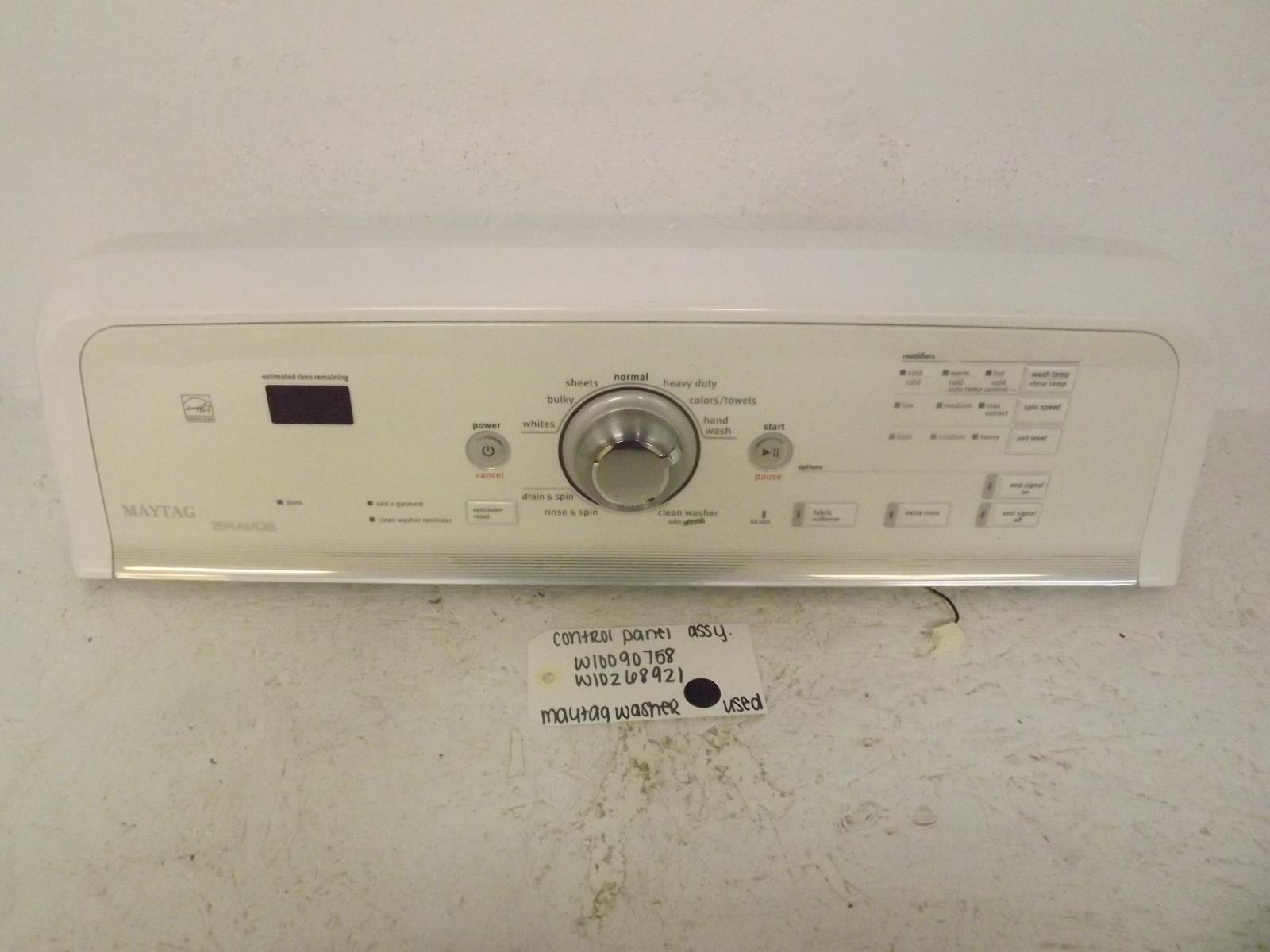 Maytag Washer W10090758 Control Panel Assembly Used Maytag Washer W10090758 Control Panel Assembly Used